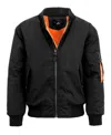Spire By Galaxy Men's Oversized Heavyweight Ma-1 Bomber Flight Jacket In Black