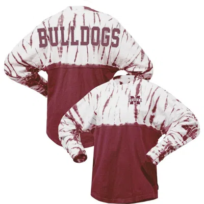 Spirit Jersey Maroon Mississippi State Bulldogs Tie-dye Long Sleeve Jersey T-shirt In Burgundy