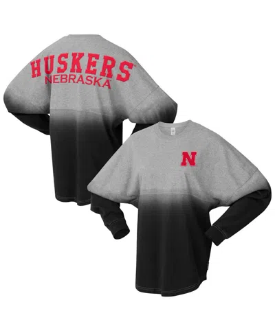 Spirit Jersey Men's And Women's Black/gray Nebraska Huskers Ombre Long Sleeve T-shirt In Multi