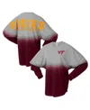 Spirit Jersey Men's And Women's Maroon/gray Virginia Tech Hokies Ombre Long Sleeve T-shirt In Multi