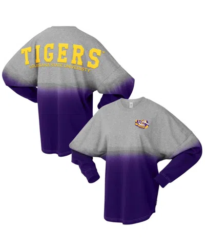 Spirit Jersey Men's And Women's Purple/gray Lsu Tigers Ombre Long Sleeve T-shirt In Purple,gray