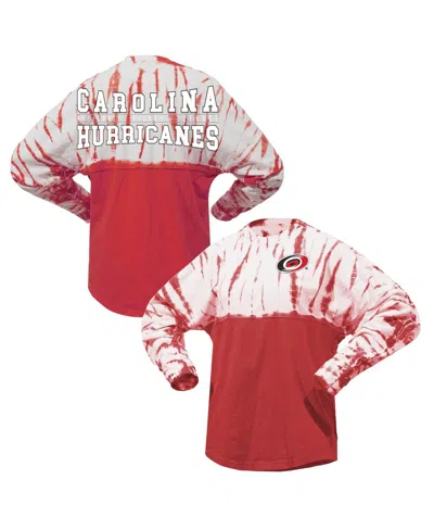 Spirit Jersey Men's And Women's Red Carolina Hurricanes Crystal Half Dye Long Sleeve T-shirt