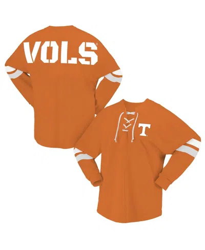 Spirit Jersey Men's And Women's Tennessee Orange Tennessee Volunteers Lace-up V-neck Long Sleeve T-shirt