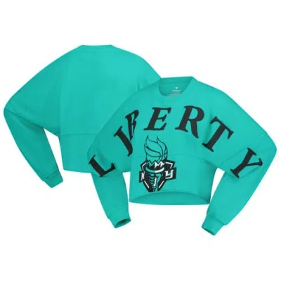 Spirit Jersey Mint New York Liberty Jumbo Print Oversized Cropped Long-sleeve T-shirt In Green