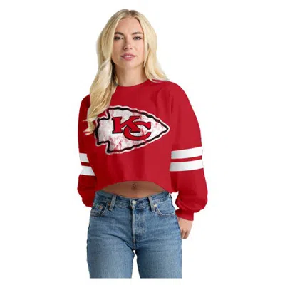 Spirit Jersey Red Kansas City Chiefs Oversized Cropped Stripe Long Sleeve T-shirt