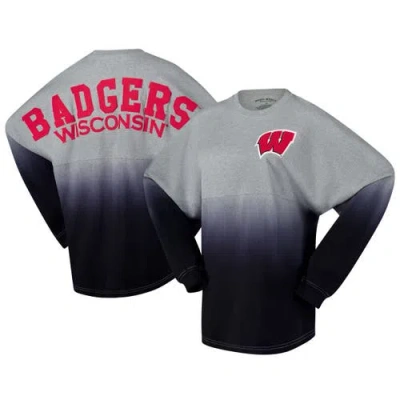 Spirit Jersey Unisex  Red/gray Wisconsin Badgers Ombre Long Sleeve T-shirt
