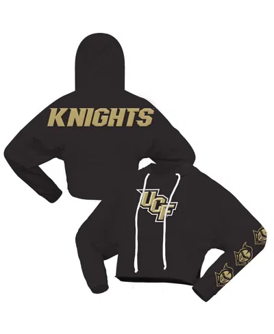 Spirit Jersey Women's Black Ucf Knights Oversized Cropped Pullover Hoodie