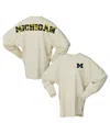 Spirit Jersey Women's Cream Michigan Wolverines Oversized Preppy Long Sleeve T-shirt In White