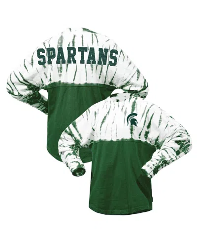 Spirit Jersey Women's Green Michigan State Spartans Tie-dye Long Sleeve Jersey T-shirt