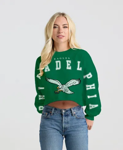 Spirit Jersey Women's Kelly Green Philadelphia Eagles Cropped Long-sleeve T-shirt