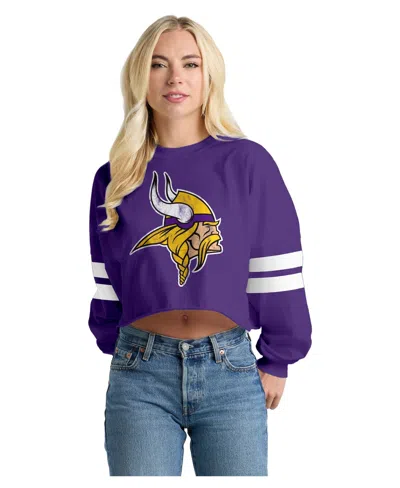 Spirit Jersey Women's Minnesota Vikings Oversized Cropped Long-sleeve T-shirt In Purple