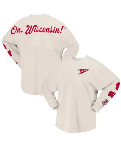 Spirit Jersey Women's Natural Wisconsin Badgers Local Long Sleeve T-shirt In White