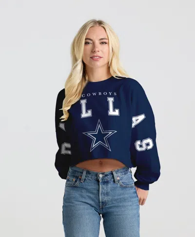 Spirit Jersey Women's Navy Dallas Cowboys Cropped Long-sleeve T-shirt