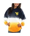 Spirit Jersey Women's Navy West Virginia Mountaineers Ombre Long Sleeve Dip-dyed  T-shirt In Navy