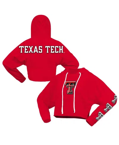 Spirit Jersey Women's Red Texas Tech Red Raiders Oversized Cropped Pullover Hoodie