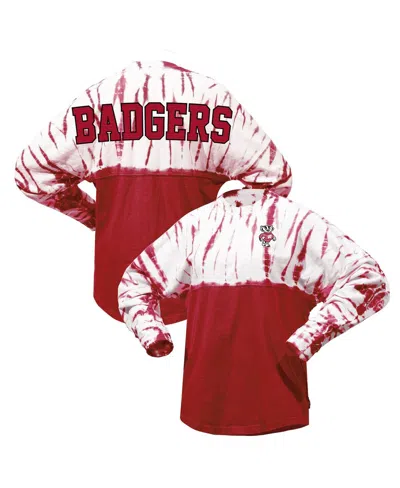 Spirit Jersey Women's Red Wisconsin Badgers Tie-dye Long Sleeve Jersey T-shirt