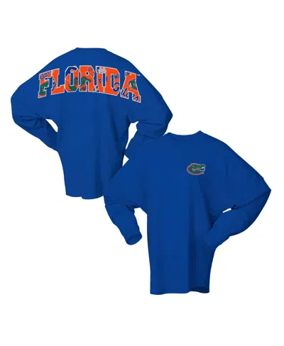 Spirit Jersey Women's Royal Florida Gators Oversized Preppy Long Sleeve T-shirt In Blue