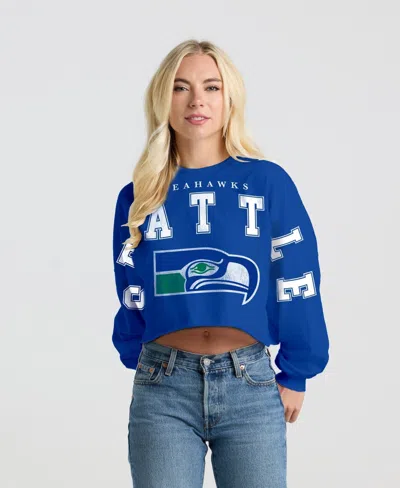 Spirit Jersey Women's Royal Seattle Seahawks Cropped Long-sleeve T-shirt