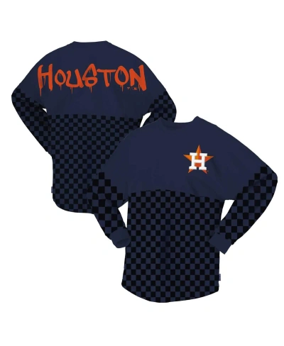 Spirit Jersey Women's  Navy Houston Astros Checker Print Long Sleeve T-shirt