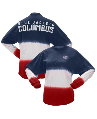 Spirit Jersey Women's  Navy, Red Columbus Blue Jackets Ombre Long Sleeve T-shirt In Navy,red