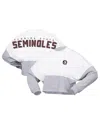 Spirit Jersey Women's  White Florida State Seminoles Heather Block Cropped Long Sleeve Jersey T-shirt In White