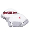 Spirit Jersey Women's  White Nebraska Huskers Heather Block Cropped Long Sleeve Jersey T-shirt In White