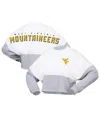 Spirit Jersey Women's  White West Virginia Mountaineers Heather Block Cropped Long Sleeve Jersey T-sh In White