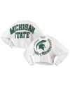 Spirit Jersey Women's White Michigan State Spartans Laurels Crop Long Sleeve T-shirt In White