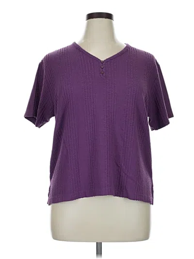 Pre-owned Spirit Short Sleeve Henley Shirt In Purple
