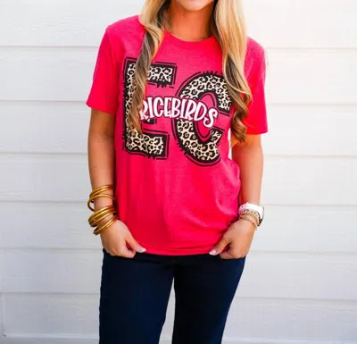 Spirit To A Tee Ec Ricebird Cheetah Tee In Pink Multi In Red
