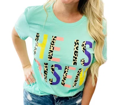 Spirit To A Tee He Is Risen Leopard Tee In Mint In Green