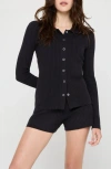 Spiritual Gangster Aster Rib Snap Front Cardigan In Black