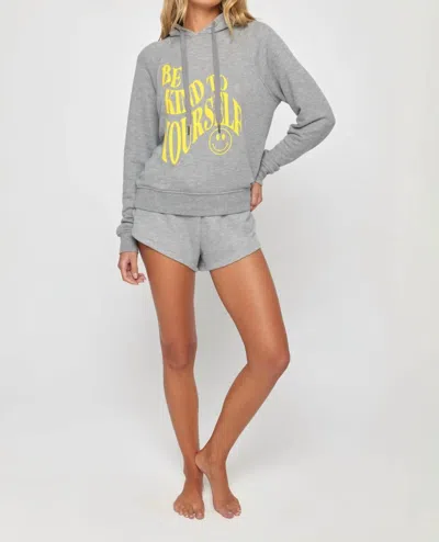 Spiritual Gangster Be Kind To Yourself Crop Hoodie In Heather Ash In Grey