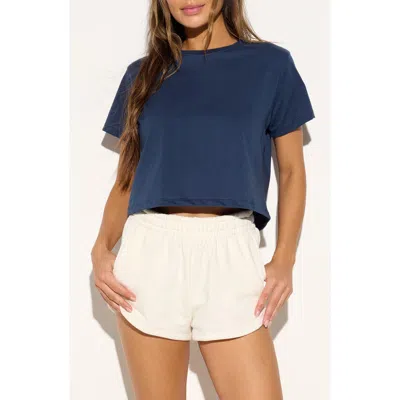 Spiritual Gangster Beach Club Crop Graphic Cotton T-shirt In Blue