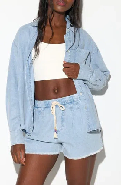 Spiritual Gangster Beaudry Oversize Chambray Button-up Shirt In Blue