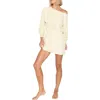 Spiritual Gangster Bella Long Sleeve One-shoulder Dress In Neutral