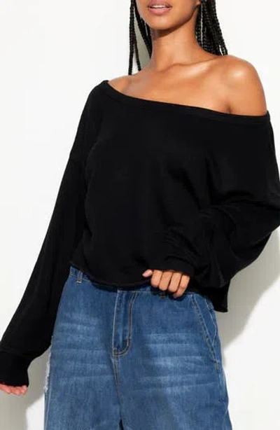 Spiritual Gangster Bella Off The Shoulder Sweatshirt In Black