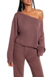 Spiritual Gangster Bella Off The Shoulder Sweatshirt In Brown