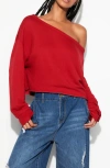 Spiritual Gangster Bella Off The Shoulder Sweatshirt In Red
