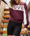 Spiritual Gangster Block Party Love Sweater In Berry In Pink