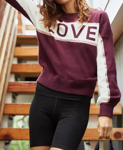 Spiritual Gangster Block Party Love Sweater In Berry In Pink
