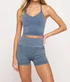 Spiritual Gangster Bryn Washed Seamless Crop Top In Orion Blue In Blue