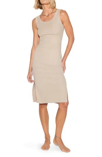 Spiritual Gangster Camille Rib Knit Midi Dress In Neutral