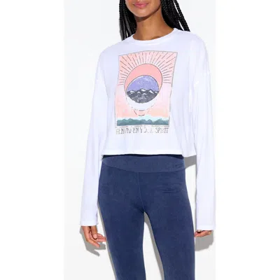 Spiritual Gangster Cosmic Connection Drew Long Sleeve Crop Top In White