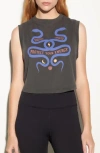 Spiritual Gangster Crawford Serpent Graphic Crop Tank In Gray