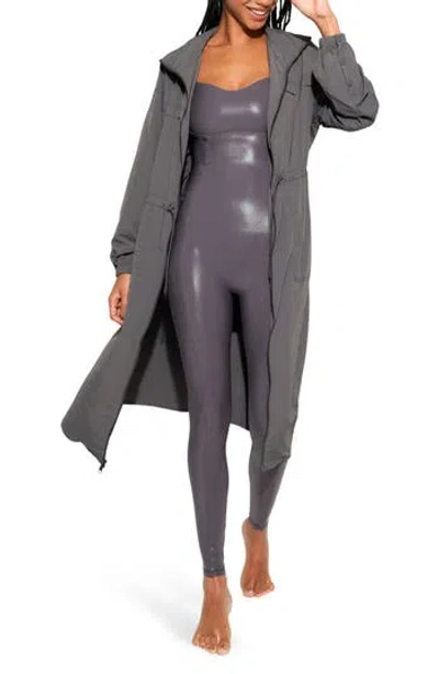 Spiritual Gangster Delancey Trench Coat With Hood In Gray