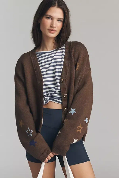 Spiritual Gangster Divine Eye Delaney Cardigan Sweater In Brown