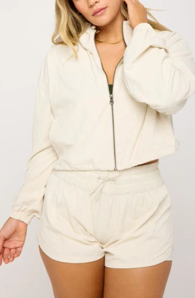 Spiritual Gangster Elana Crop Zip Woven Active Jacket In Birch