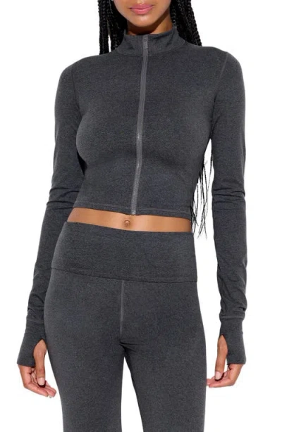Spiritual Gangster Elliott Crop Knit Jacket In Gray