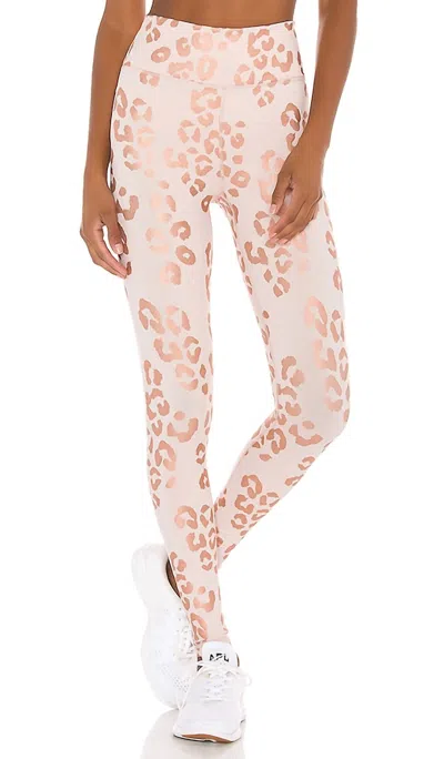 Spiritual Gangster Essential High Waist Legging In Rose Gold Lux Cheetah Print In Multi